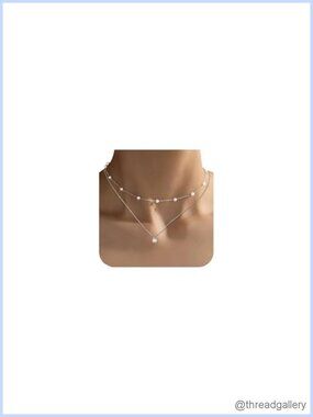 Layered Pearl Necklace Set Silver Plated Stainless Steel Choker Jewelry Gift